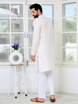 Light peach Sequins Embroidered Rayon Straight Kurta with Yoke Design