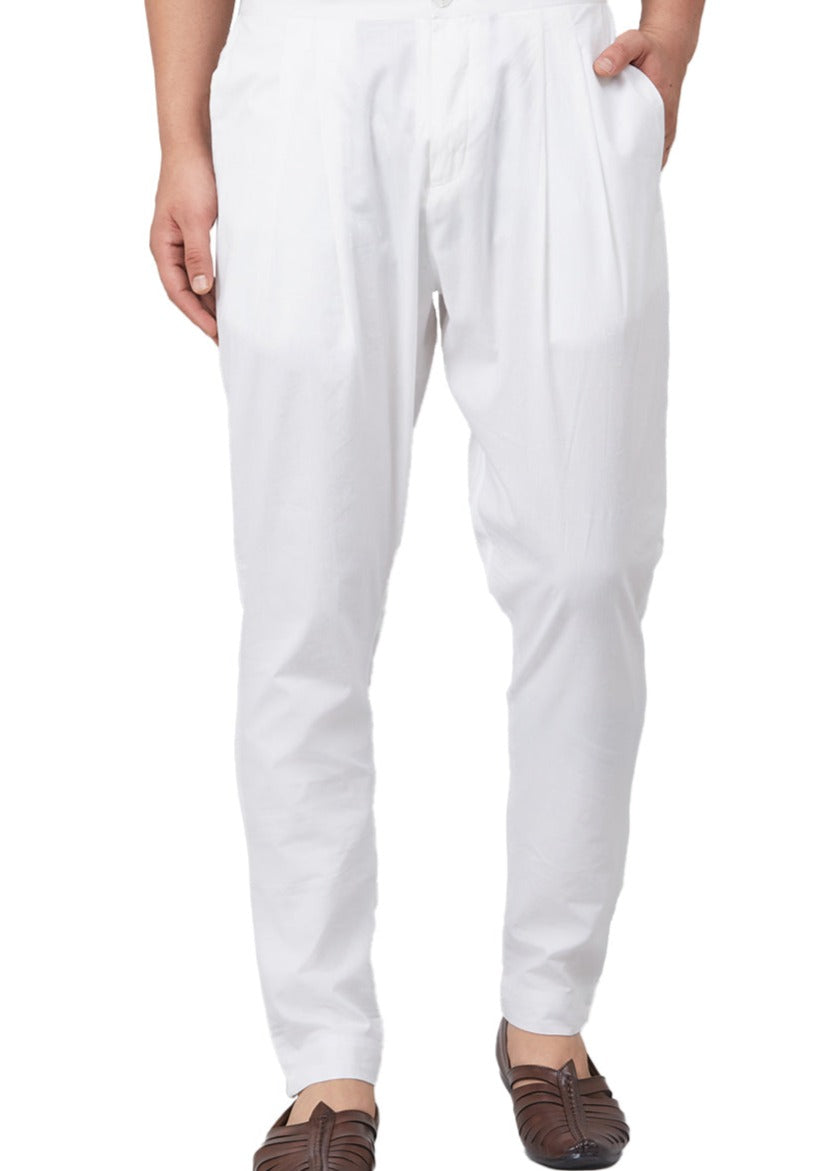 Men White Trouser Pant Pack Of 2 Solid Cotton Combo Pajama