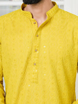 Yellow Embroidered Rayon Straight Kurta