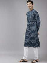 floral printed straight kurta for men 