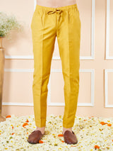 Yellow Cotton Solid Straight Kurta with Matching Pyjama